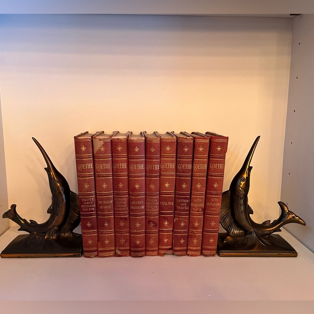 Vintage Cast Metal Marlin Swordfish Bookends.